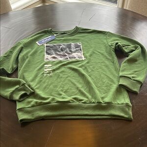 ROMWE Olive Green Graphic Crewneck Sweater